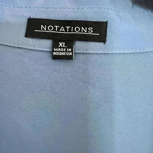 Notations Womens Short Sleeve Button Up Shirt XL Royal Blue Soft - Picture 4 of 7